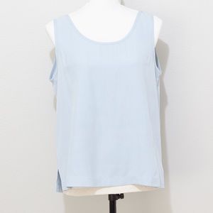 Pineapple Moon Women's Light Blue 100% Silk Sleeveless Blouse Size Small